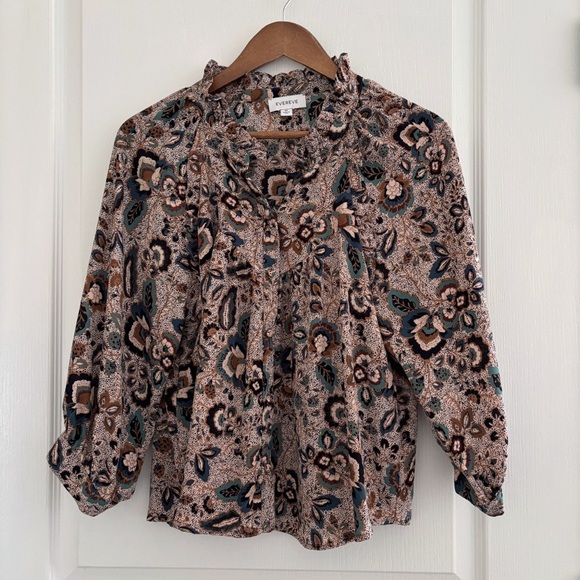Evereve Natalia Seamed Floral Chiffon Blouse Medium - Picture 2 of 10